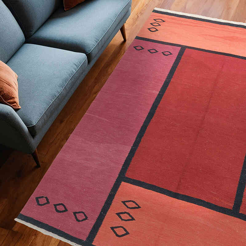 Kırmızı Yeni Kök Boya El Dokuma Kilim - 187 cm x 248 cm - K0058146