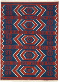 Blue, Red New Turkish Kilim Rug - 5' 9
