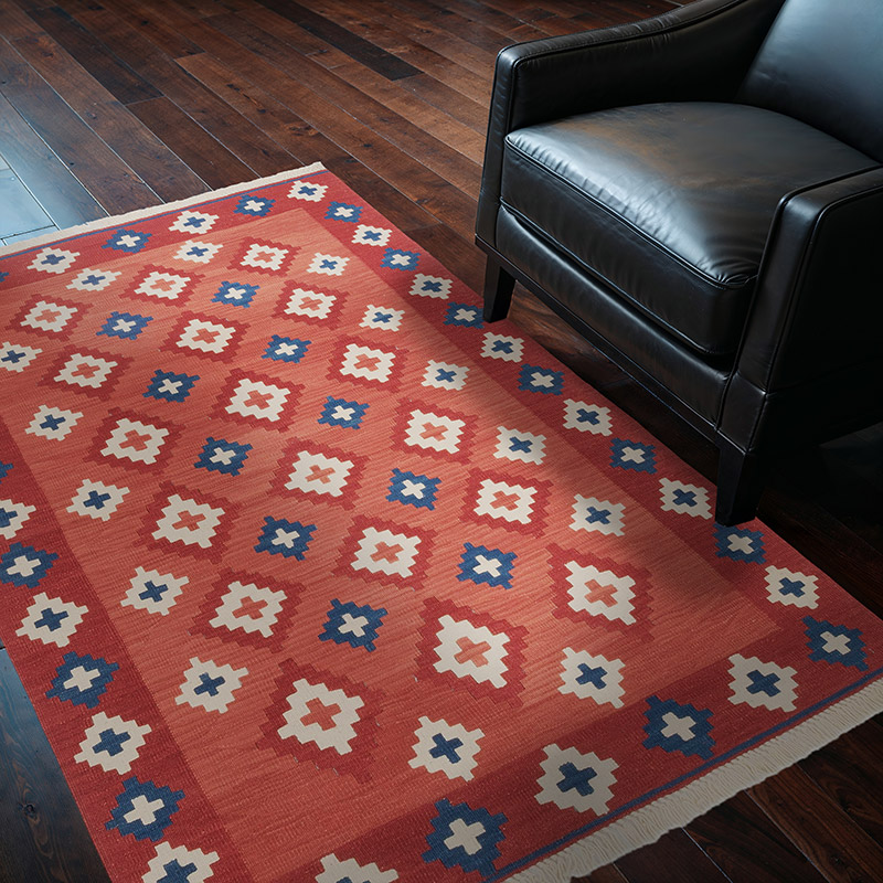 New Handwoven Turkish Kilim Rug - 4' 3" x 5' 10" (51" x 70") - K0058153