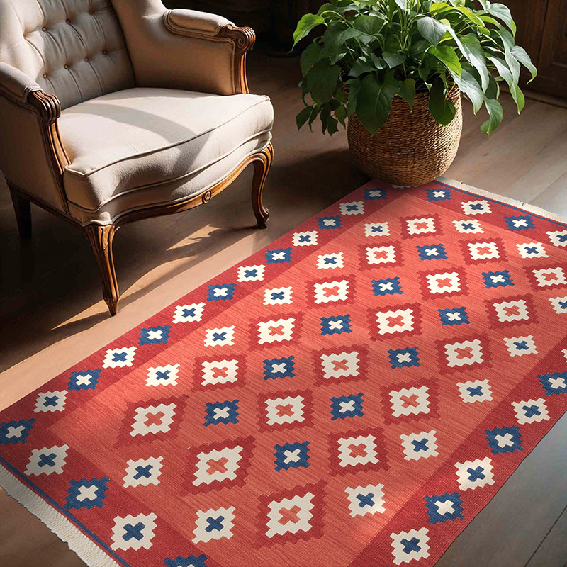 New Handwoven Turkish Kilim Rug - 4' 3" x 5' 10" (51" x 70") - K0058153