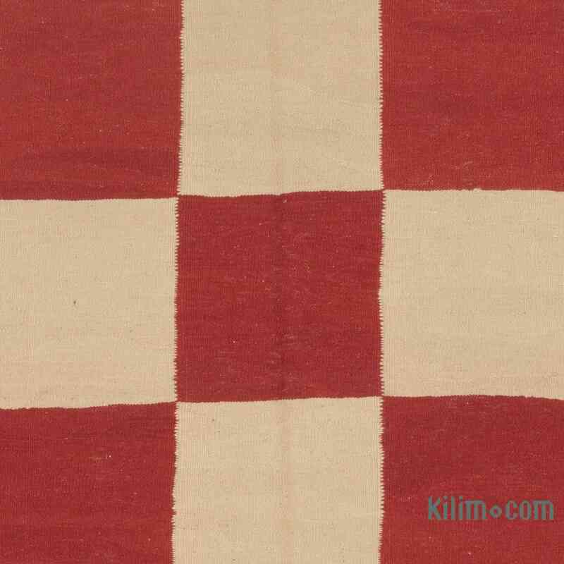 Beige, Rojo Nueva Alfombra Turca Kilim - 154 cm x 187 cm - K0058156