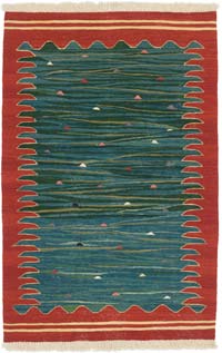Yeşil Yeni Kök Boya El Dokuma Kilim - 91 cm x 140 cm