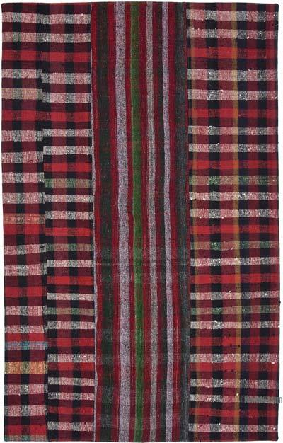 Red Patchwork Kilim Rug - 6' 3" x 9' 10" (75 in. x 118 in.)
