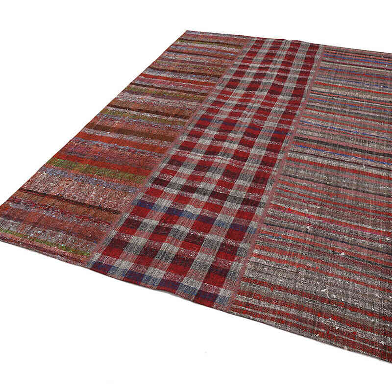 Kırmızı Anadolu Çaput Patchwork Kilim - 203 cm x 291 cm - K0058215