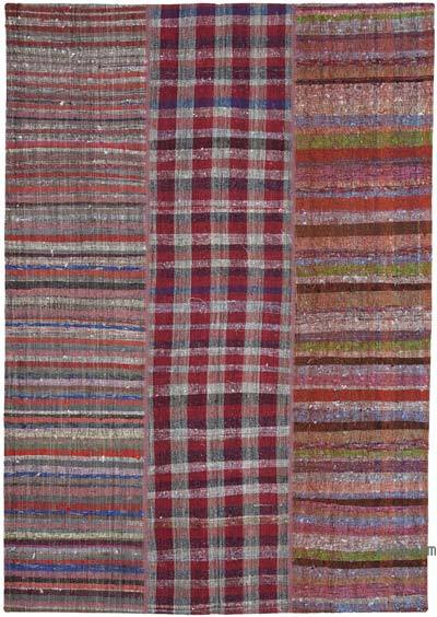 Multicolor, Red Patchwork Kilim Rug - 6' 8" x 9' 7" (80 in. x 115 in.)