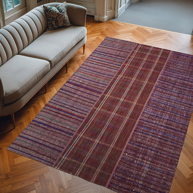 Rojo Alfombra Kilim De Retazos - 205 cm x 300 cm - K0058217
