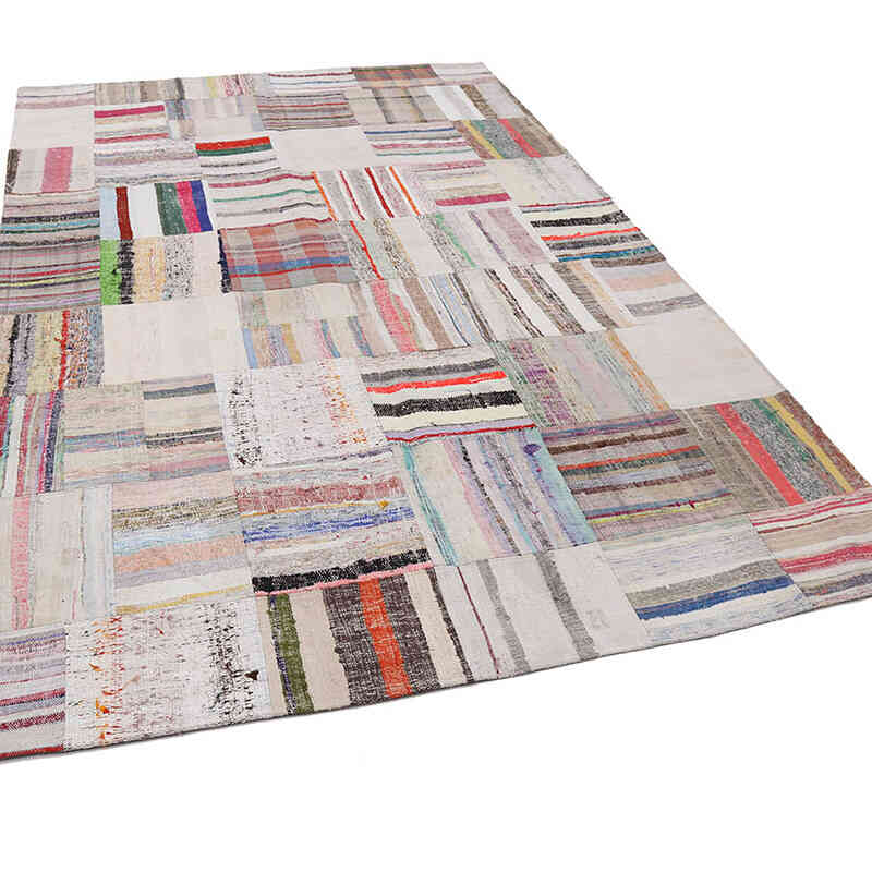 Bej Anadolu Çaput Patchwork Kilim - 204 cm x 304 cm - K0058220