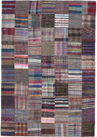 Gray Patchwork Kilim Rug - 6' 9" x 9' 9" (81" x 117")