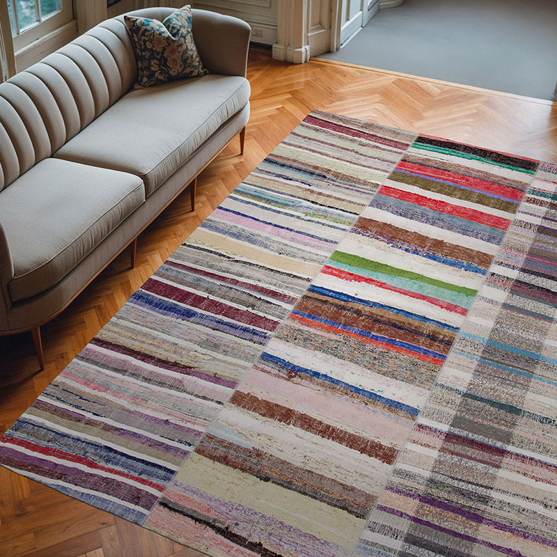 Beige Patchwork Kilim Rug - 8'  x 9' 11" (96" x 119") - K0058241