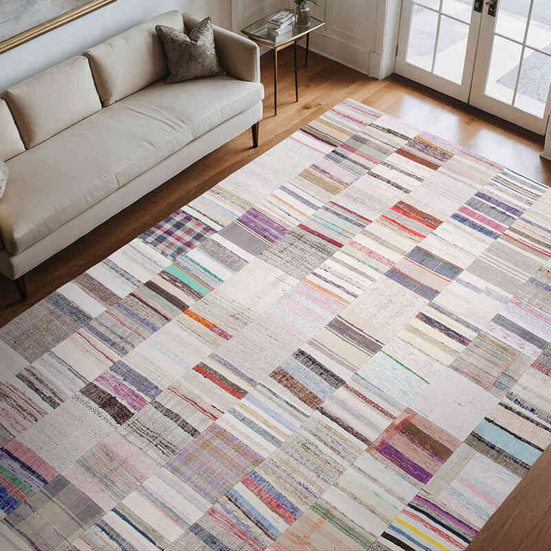 Multicolor Alfombra Kilim De Retazos - 246 cm x 352 cm - K0058249