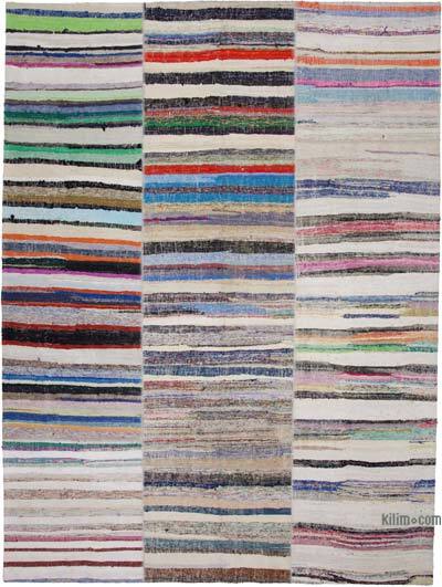 Bej, Çok Renkli Anadolu Çaput Patchwork Kilim - 296 cm x 402 cm