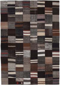 Kahverengi Anadolu Çaput Patchwork Kilim - 170 cm x 242 cm