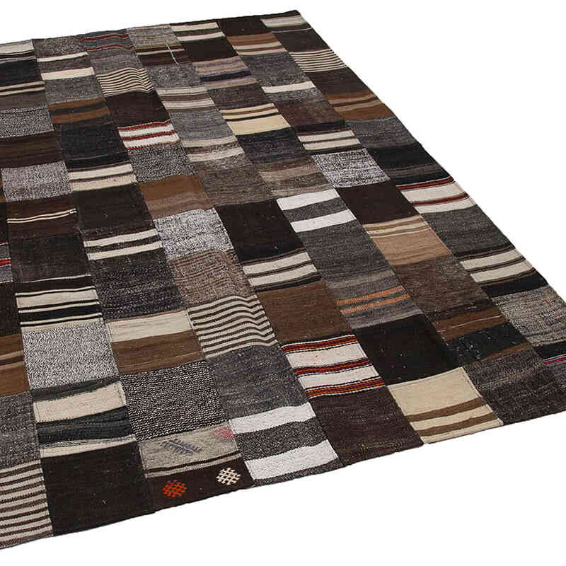 Kahverengi Anadolu Çaput Patchwork Kilim - 170 cm x 242 cm - K0058322