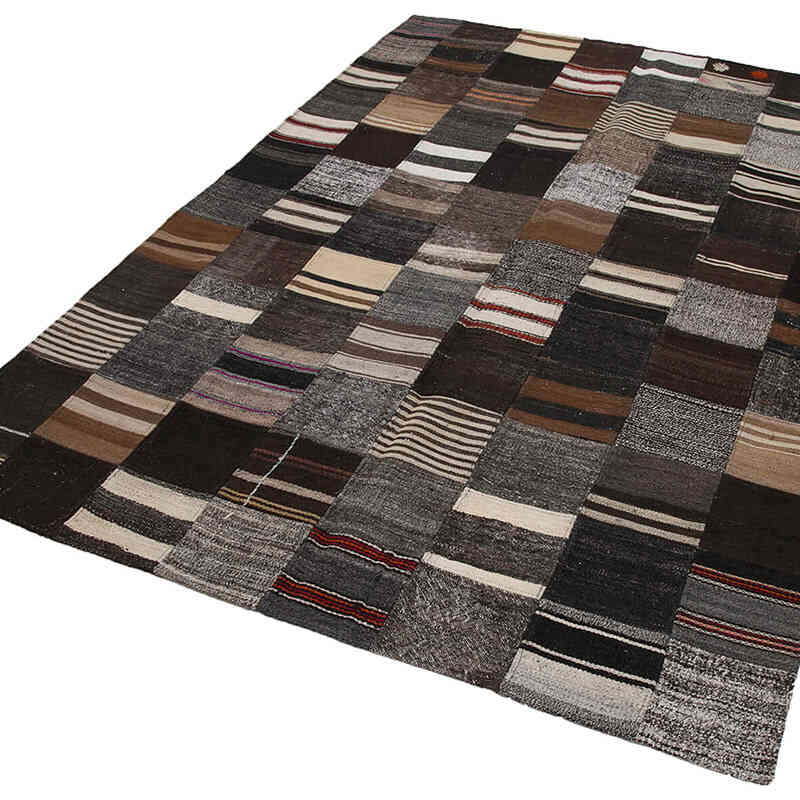 Kahverengi Anadolu Çaput Patchwork Kilim - 170 cm x 242 cm - K0058322