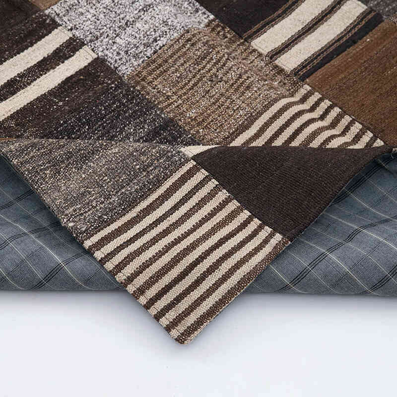 Kahverengi Anadolu Çaput Patchwork Kilim - 170 cm x 242 cm - K0058322