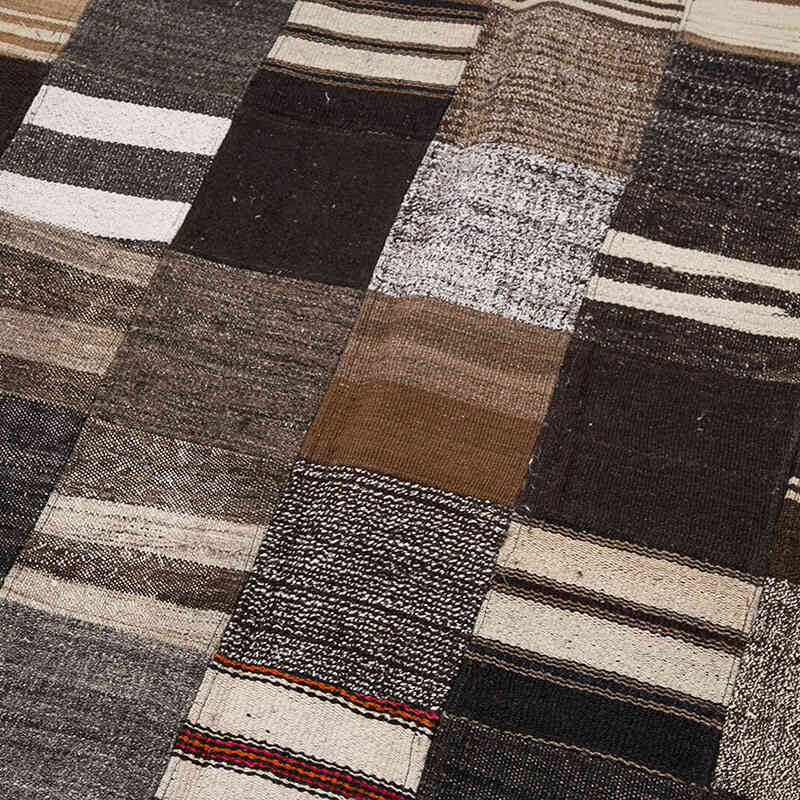 Kahverengi Anadolu Çaput Patchwork Kilim - 170 cm x 242 cm - K0058322