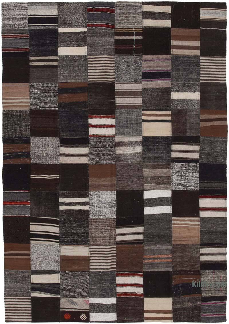 Kahverengi Anadolu Çaput Patchwork Kilim - 170 cm x 242 cm - K0058322