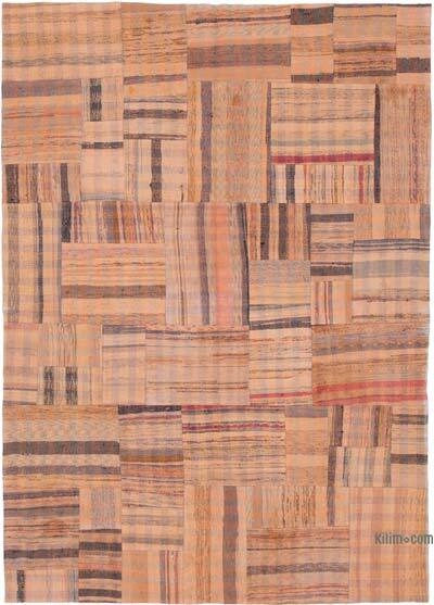 Turuncu Anadolu Çaput Patchwork Kilim - 210 cm x 295 cm