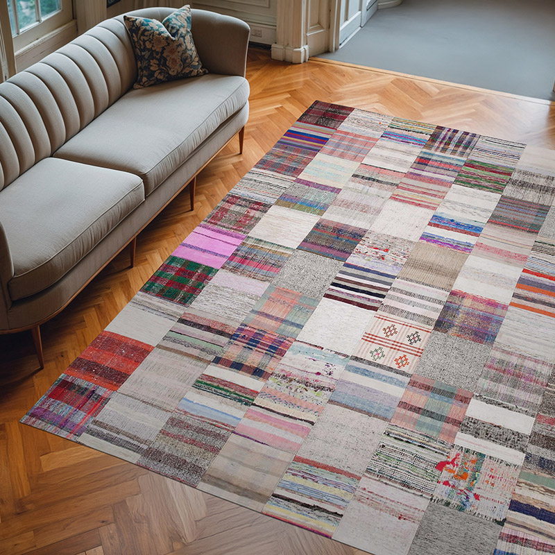 Patchwork Kilim Rug - 7' 10" x 9' 10" (94" x 118") - K0058449