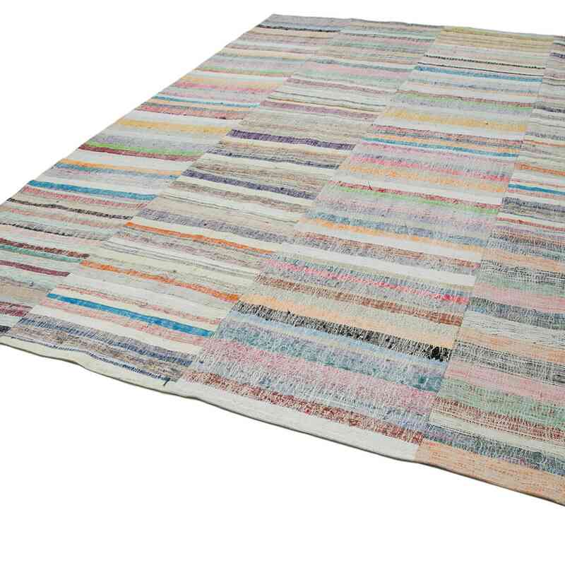 Bej, Çok Renkli Anadolu Çaput Patchwork Kilim - 277 cm x 392 cm - K0058505