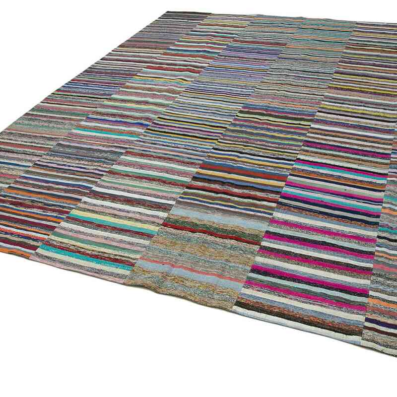 Çok Renkli Anadolu Çaput Patchwork Kilim - 370 cm x 463 cm - K0058511