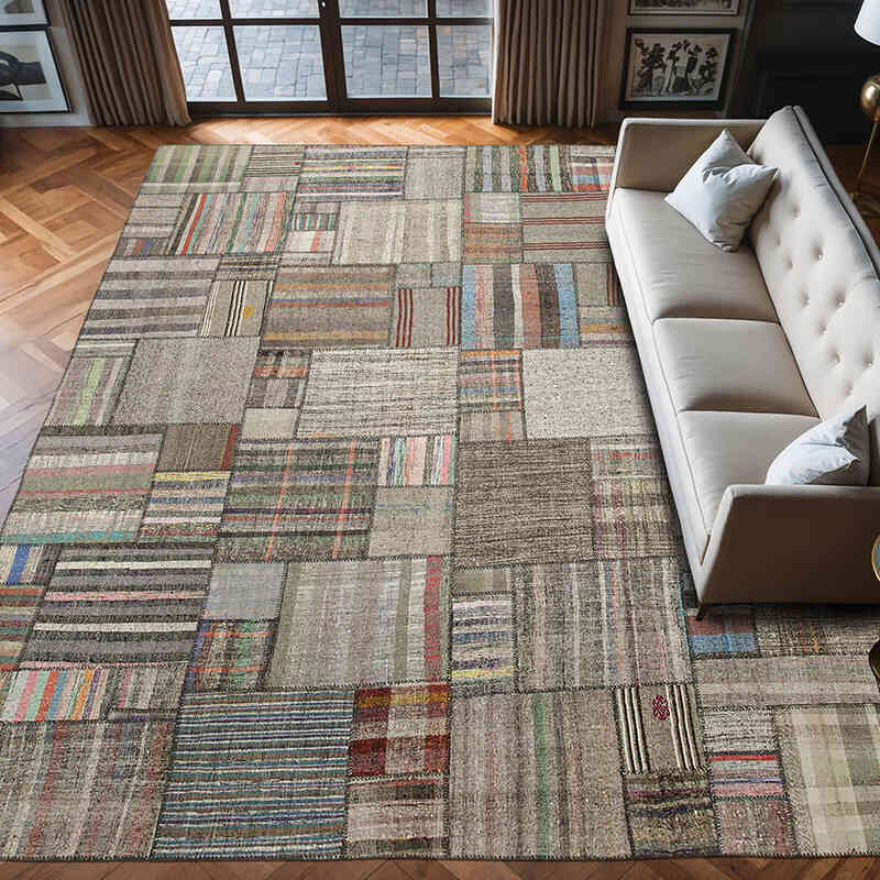 Alfombra Kilim De Retazos - 332 cm x 412 cm - K0058551