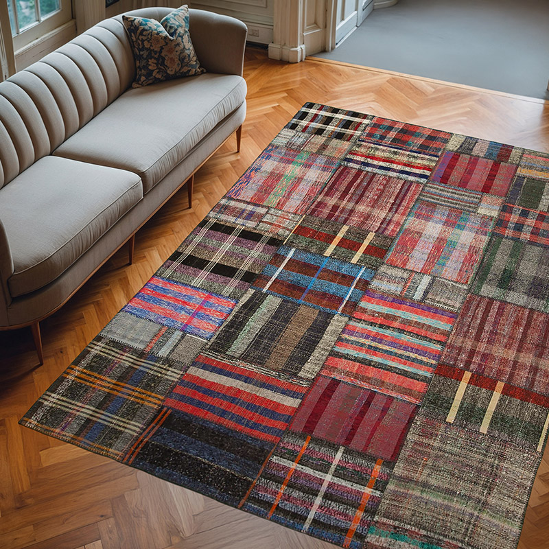 Patchwork Kilim Rug - 7' 4" x 10' 2" (88" x 122") - K0058573