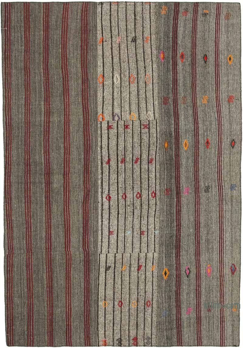 Gris Alfombra Kilim De Retazos - 251 cm x 360 cm - K0058579