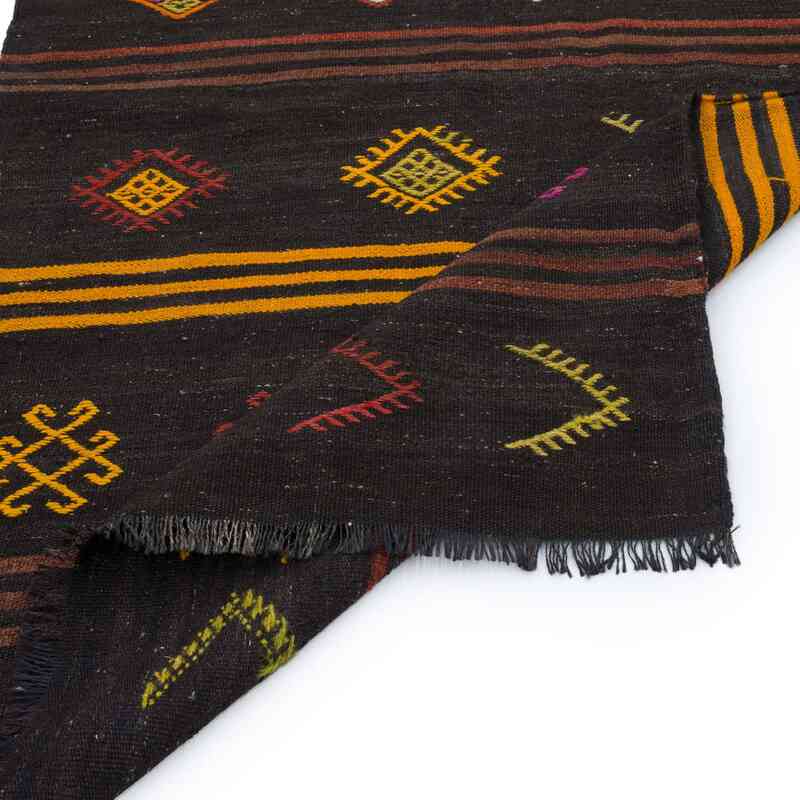 Brown Vintage Turkish Kilim Runner - 3' 8" x 12' 10" (44" x 154") - K0059016