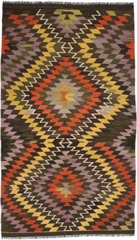 Multicolor Vintage Mut Kilim Rug - 6' 1" x 10' 6" (73" x 126")