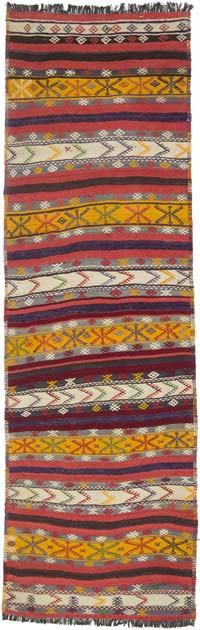 Multicolor Vintage Sivas Kilim Runner - 3' 1" x 9' 6" (37" x 114")