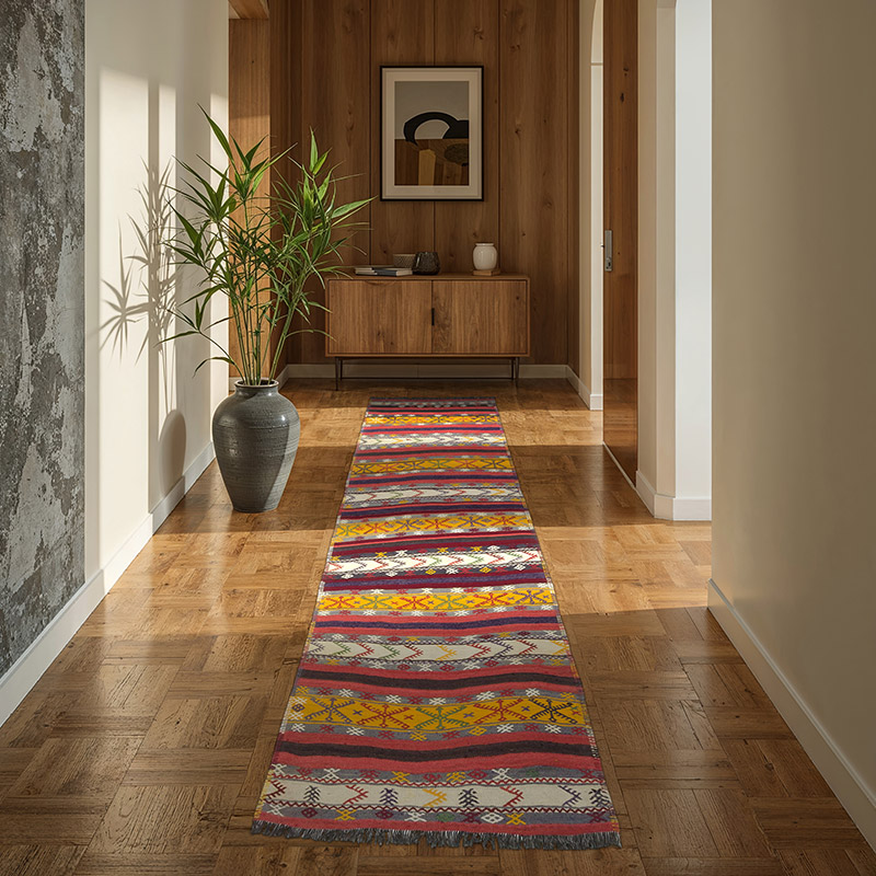 Multicolor Corredor Sivas Afyon Kilim - 93 cm x 290 cm - K0059213