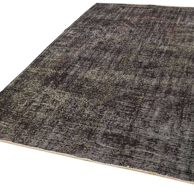 Black Over-dyed Vintage Hand-Knotted Turkish Rug - 6' 1" x 9' 9" (73" x 117") - K0059266