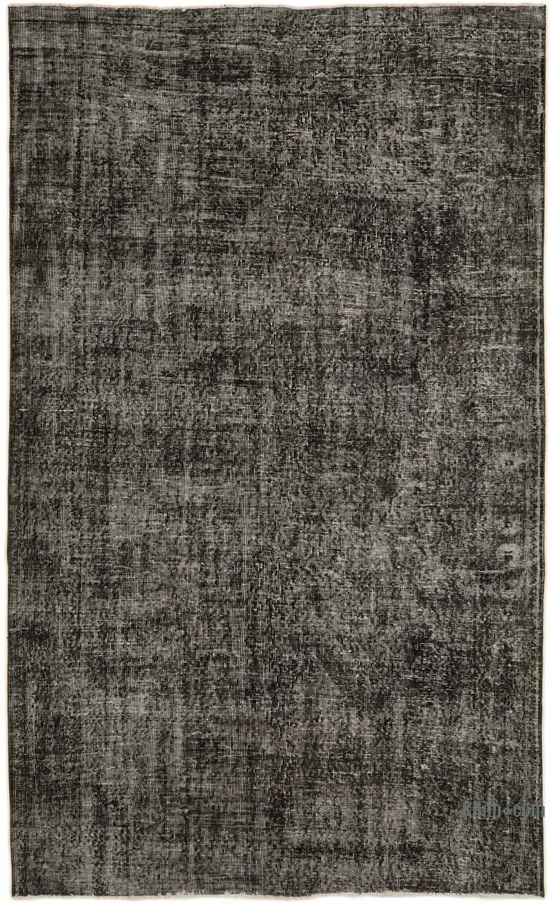 Black Over-dyed Vintage Hand-Knotted Turkish Rug - 6' 1" x 9' 9" (73" x 117") - K0059266