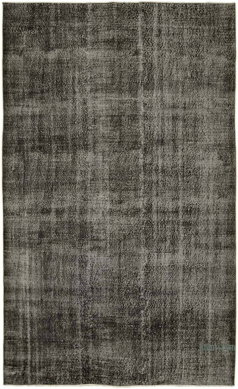 Negro Alfombra Turca Vintage Sobre-teñida - 184 cm x 300 cm - K0059268