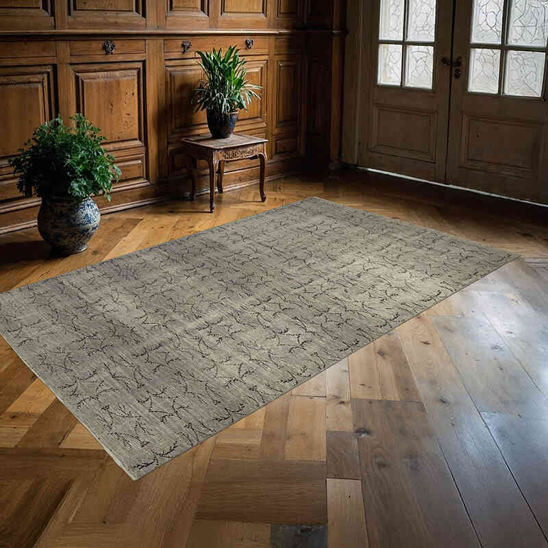 Gris Alfombra Turca Vintage Sobre-teñida - 156 cm x 256 cm - K0059270