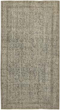 Gris Alfombra Turca Vintage Sobre-teñida - 150 cm x 272 cm