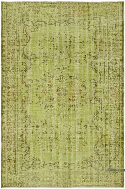 Green Over-dyed Vintage Hand-Knotted Turkish Rug - 5' 11" x 8' 10" (71 in. x 106 in.)