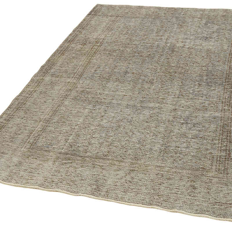 Blue Over-dyed Vintage Hand-Knotted Turkish Rug - 5' 2" x 7' 9" (62" x 93") - K0059280