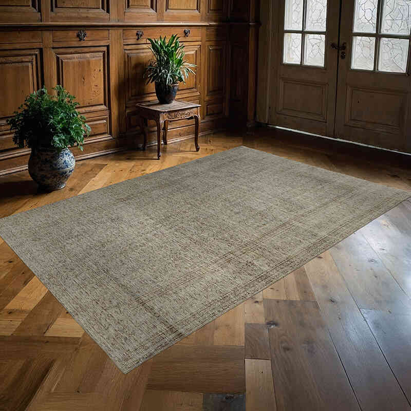 Blue Over-dyed Vintage Hand-Knotted Turkish Rug - 5' 2" x 7' 9" (62" x 93") - K0059280