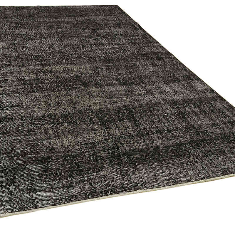 Black Over-dyed Vintage Hand-Knotted Turkish Rug - 6' 1" x 9' 4" (73" x 112") - K0059282