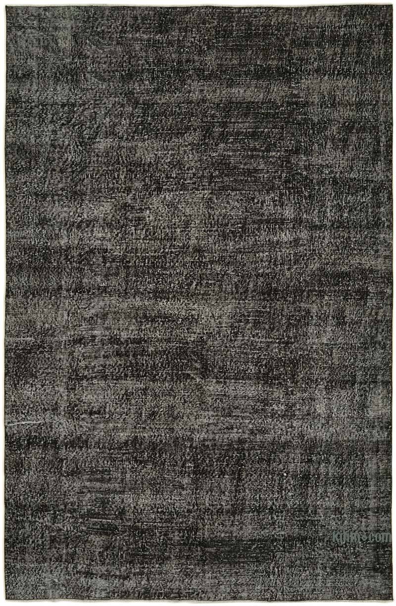 Black Over-dyed Vintage Hand-Knotted Turkish Rug - 6' 1" x 9' 4" (73" x 112") - K0059282