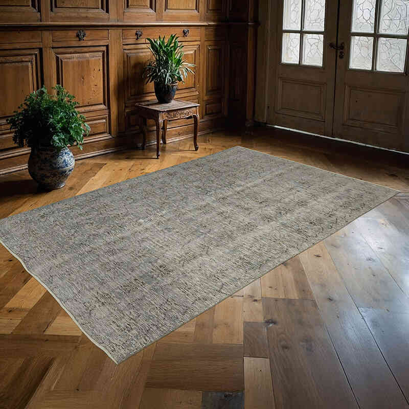 Azul Oscuro Alfombra Turca Vintage Sobre-teñida - 143 cm x 224 cm - K0059284