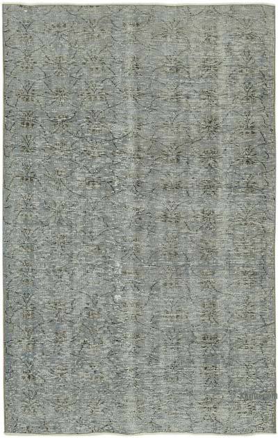 Blue Over-dyed Vintage Hand-Knotted Turkish Rug - 4' 8" x 7' 4" (56 in. x 88 in.)