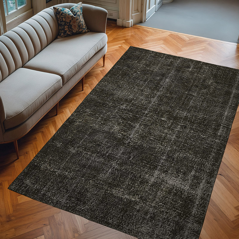 Siyah Boyalı El Dokuma Anadolu Halısı - 190 cm x 298 cm - K0059291