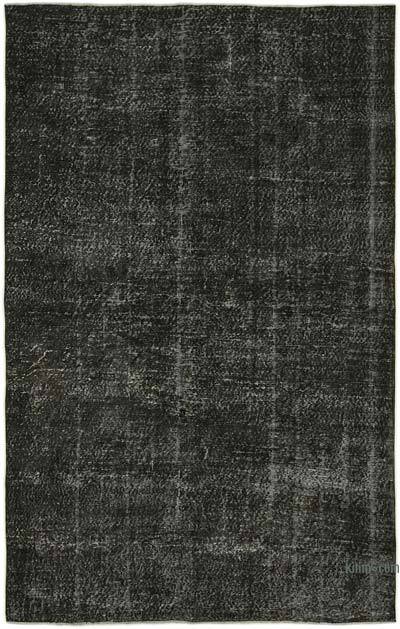 Black Over-dyed Vintage Hand-Knotted Turkish Rug - 6' 3" x 9' 9" (75 in. x 117 in.)