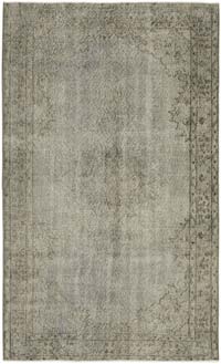 Gris Alfombra Turca Vintage Sobre-teñida - 151 cm x 247 cm