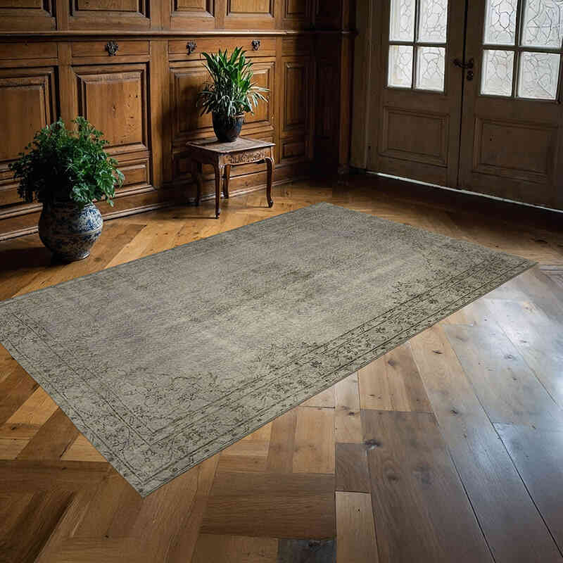 Gray Over-dyed Vintage Hand-Knotted Turkish Rug - 4' 11" x 8' 1" (59" x 97") - K0059292