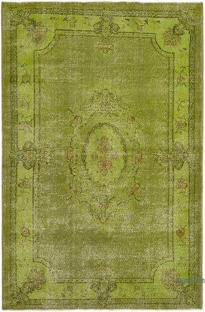 Green Over-dyed Vintage Hand-Knotted Turkish Rug - 6' 6" x 9' 9" (78 in. x 117 in.)