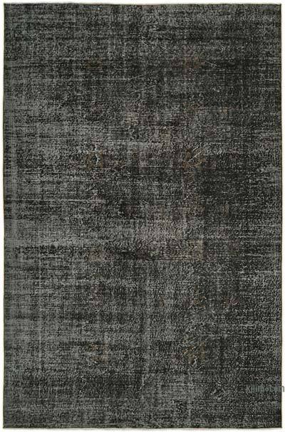 Black Over-dyed Vintage Hand-Knotted Turkish Rug - 6' 7" x 9' 11" (79 in. x 119 in.)